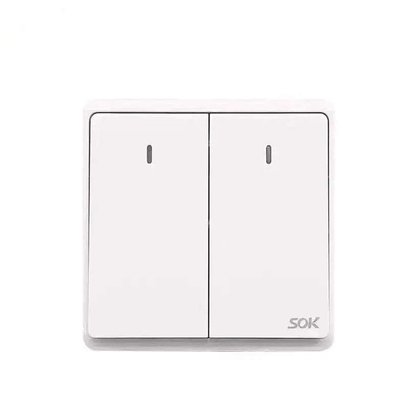 wall switch 2gang1way wall switch with Neon 250V 16A light switches with CE certification China factory and supplier