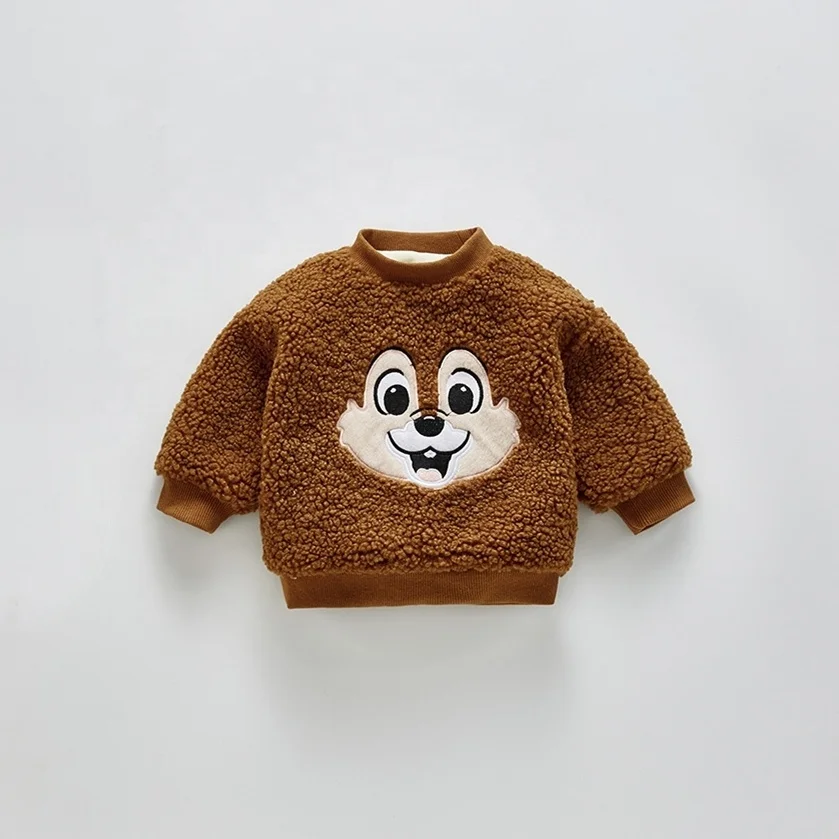 
ChengXi Baby Toddler Pullovers Cute animal embroidery winter thick baby sweatshirt in different colors 