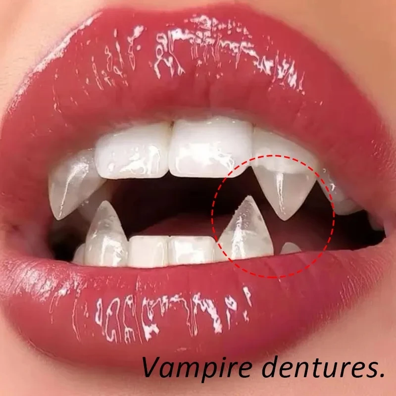 1 Pair Halloween Vampire Teeth Fangs Dentures Prop Party Costume DIY Cosplay Props Decor False Teeth Resin Fangs