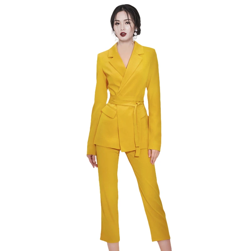 New design 2 pieces women suit jacket pant suit for women formal ladies sexy slim fit trouser suit
