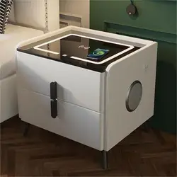 Patented Luxury Cabinet Night Stand White Smart Bedside Table Nightstands