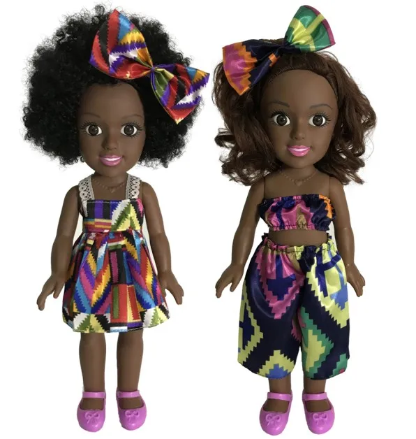 35CM Black brown American African Girl Baby Doll best gift playmates doll for Kids