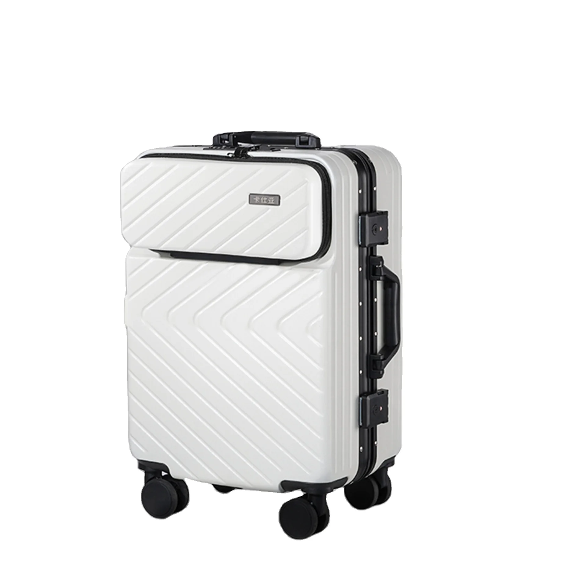 High quality stylish cabin travel suitcase Front open usb suitcase with laptop compartment
