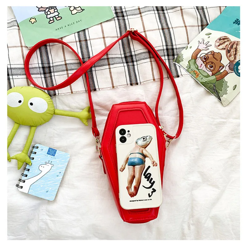 American Fashion Retro Dark Department Personality Cross Coffin Female Tide Pu Crossbody  Shoulder Bag Female