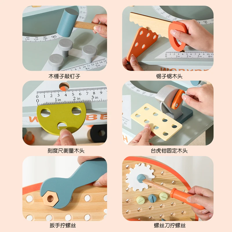Educational Wooden New Genuine Workbench Simulation  Role  Play Tool Table Toys