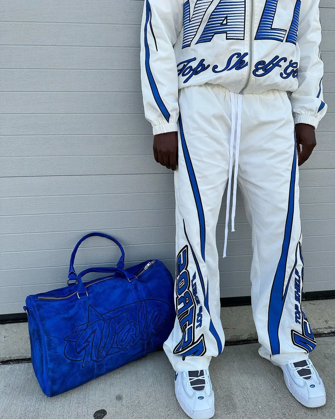 Custom Patchwork Tracksuit Zip Up Nylon Jacket And Pants Mens Jogger Gym Sets Embroidered Nylon Track Suit