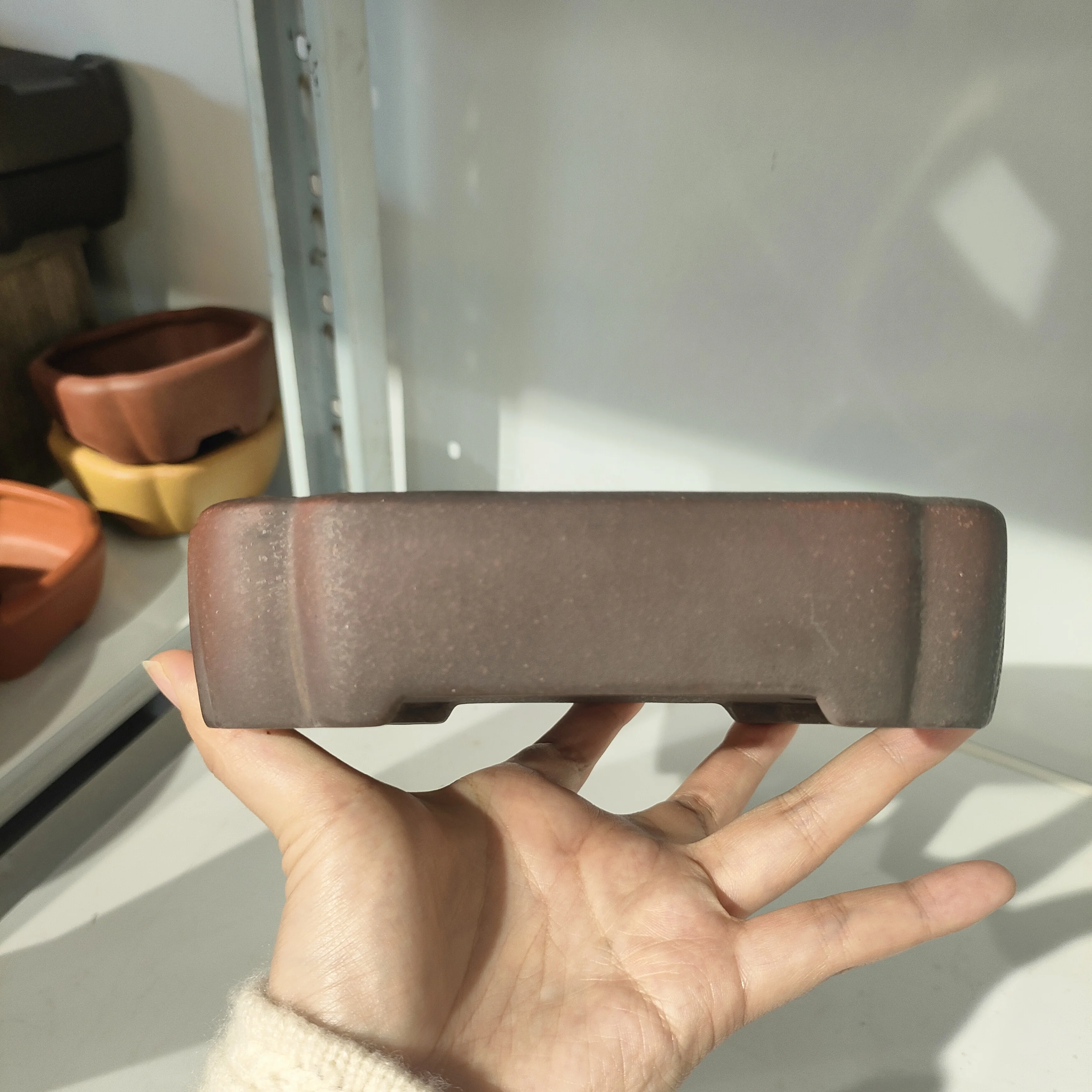Handmade Yixing purple sand rectangle bonsai pot