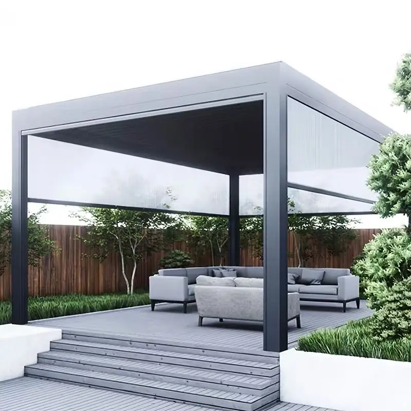 Outdoor Waterproof Smart Sun Screen Windproof Roller Blind Electric Motorized Shades Heavy Duty Pvc Roller Blinds