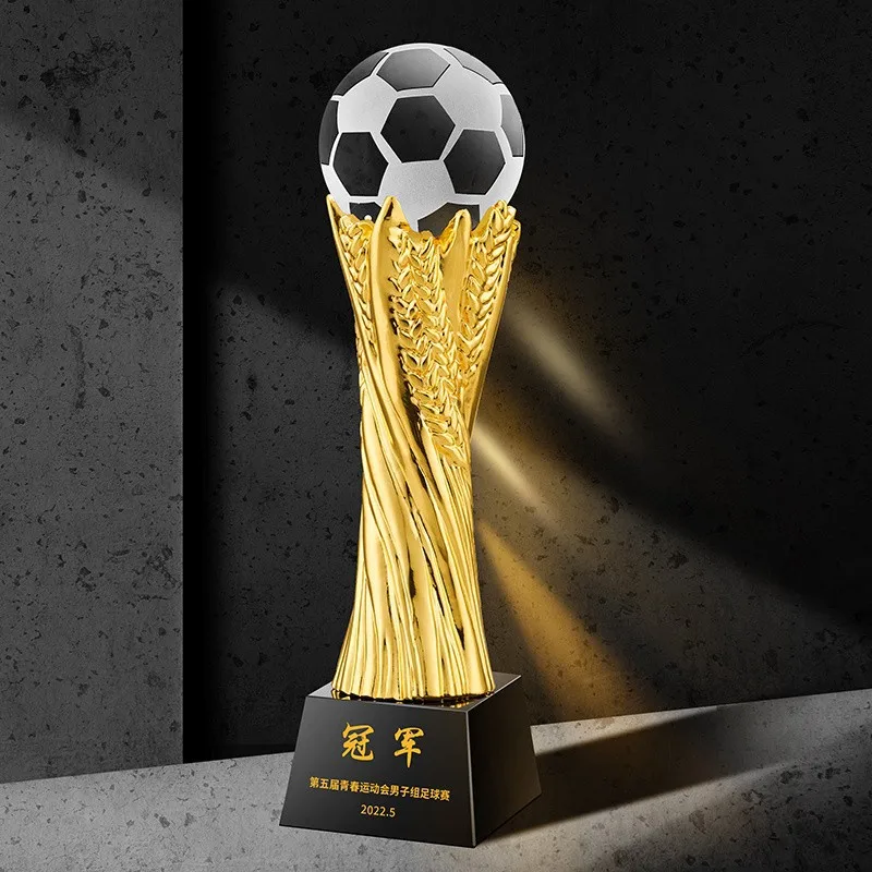 wholesale cheap soccer ball trophy football cup with black crystal base for football Sports Events
