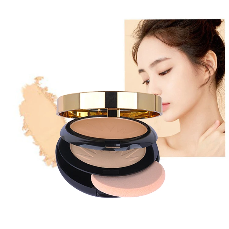 Skin Finish Smooth Contour Foundation matte baking powder face makeup Oil-control Brighten Concealer Pressed Powder With Puff