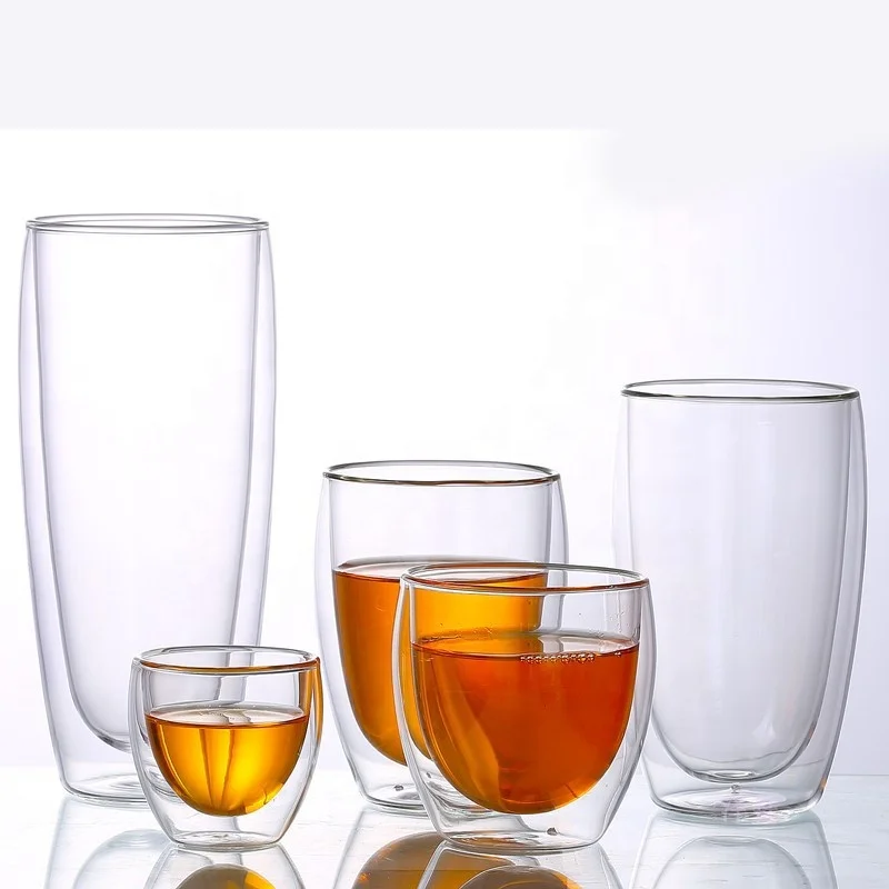 Оптовая продажа высокое качество 250 мл 350 мл 450 мл высокое боросиликатное Двухслойное стекло чашка кофейная кружка