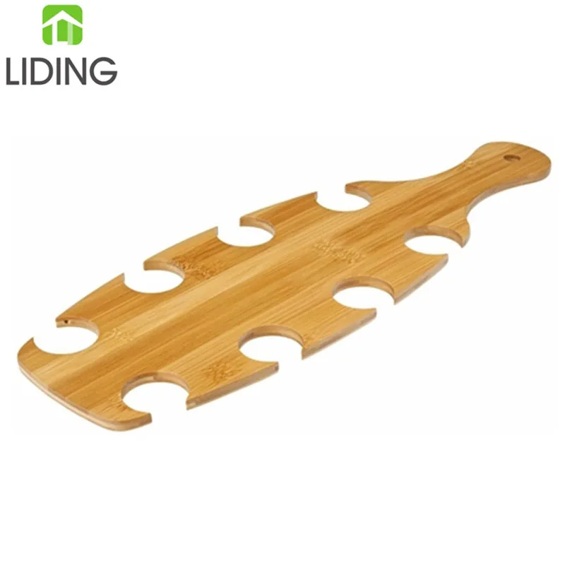 Bamboo Beer Tasting Tray Wooden Serving Paddle Beer Flight Glass Set