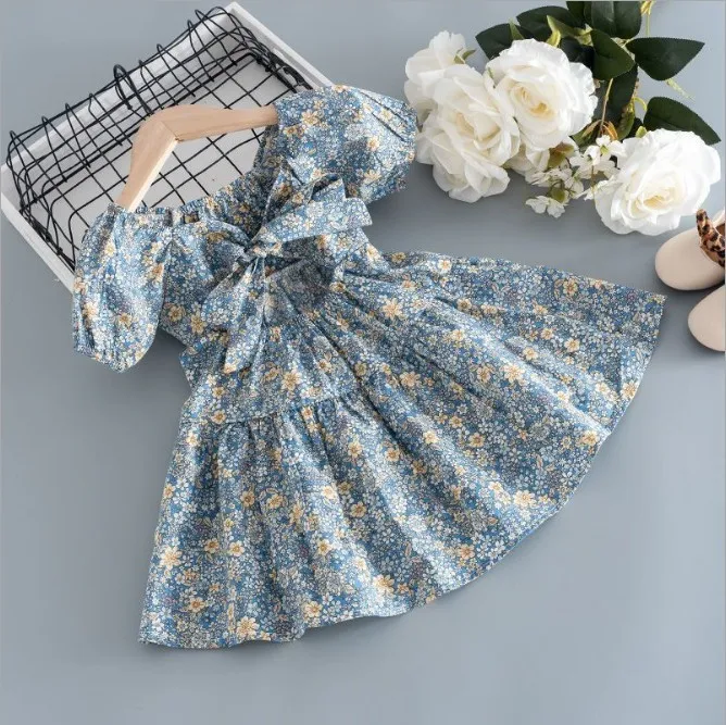 Girls Dress Summer New Little Girl Princess Dress 0-8 Years Old Floral Cotton Dress