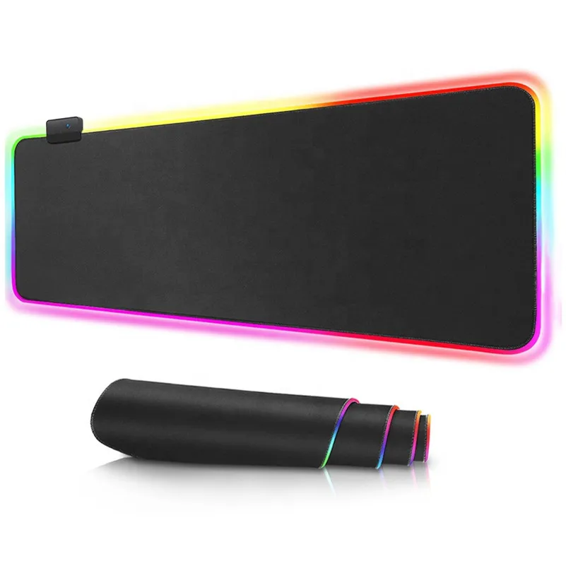 RGB игровой большой коврик для мыши светодиодный компьютерный с подсветкой клавиатуры
