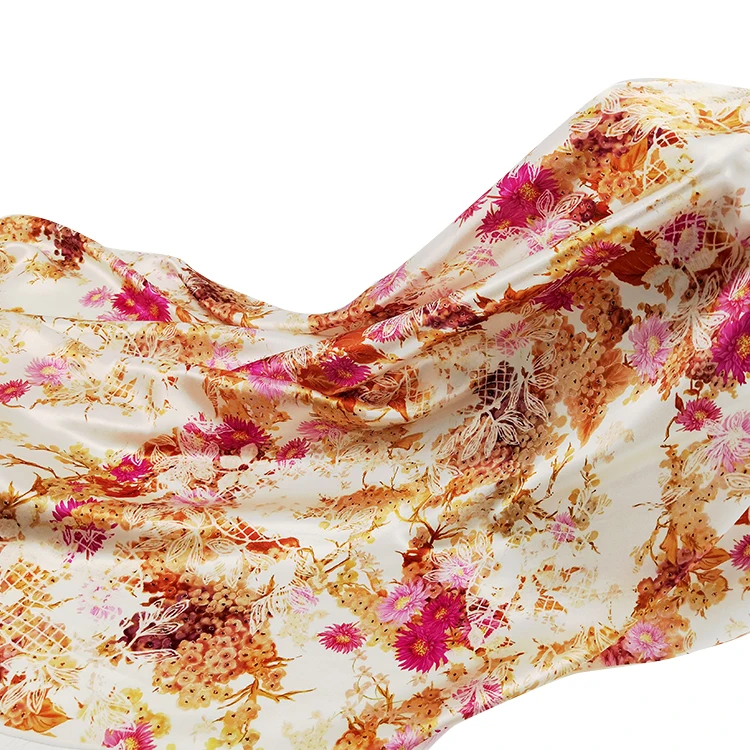 Розовая ткань для одежды с цветочным рисунком Женский чонсам шелковая атласная струйной печати цифровой