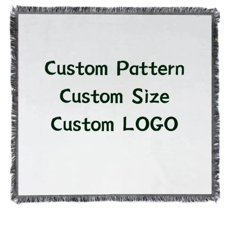 Custom logo Woven Jacquard Throw Picnic Rugs Custom Woven Tapestry blanket for camping outdoor beach