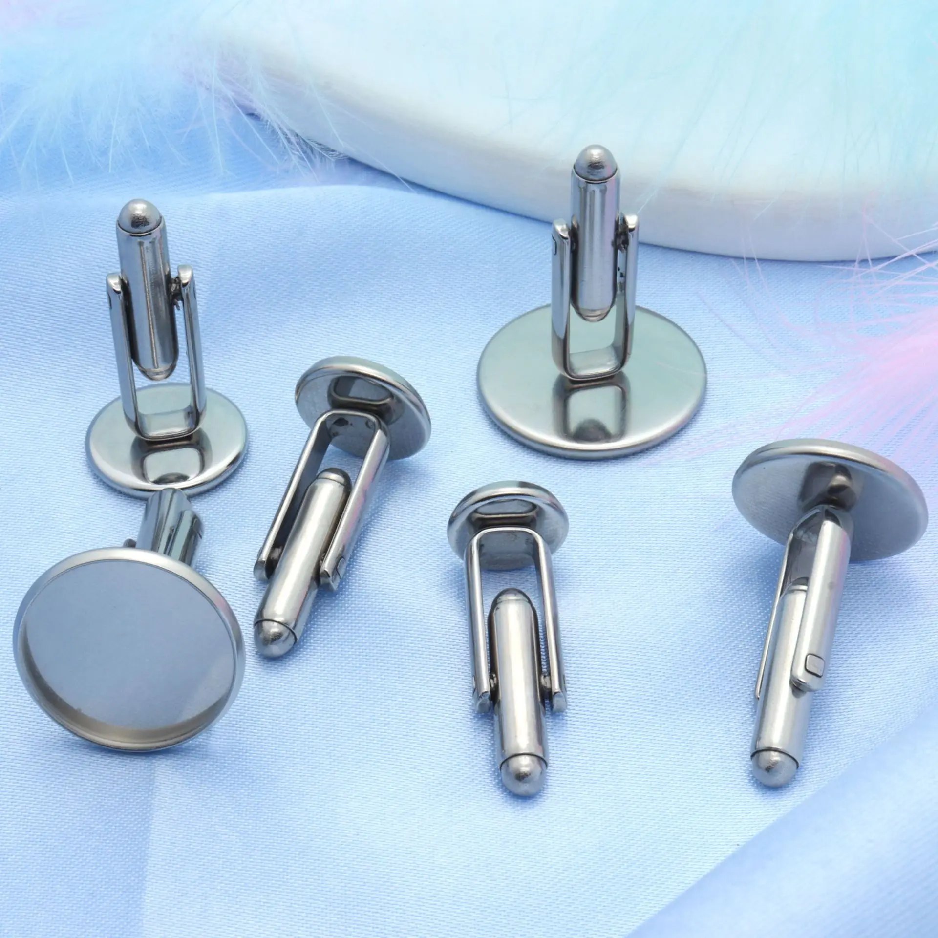 Factory Hot Sale Stainless Titanium Steel Round Ring Blanks  for Inlay Stock DIY Jewelry Cufflinks