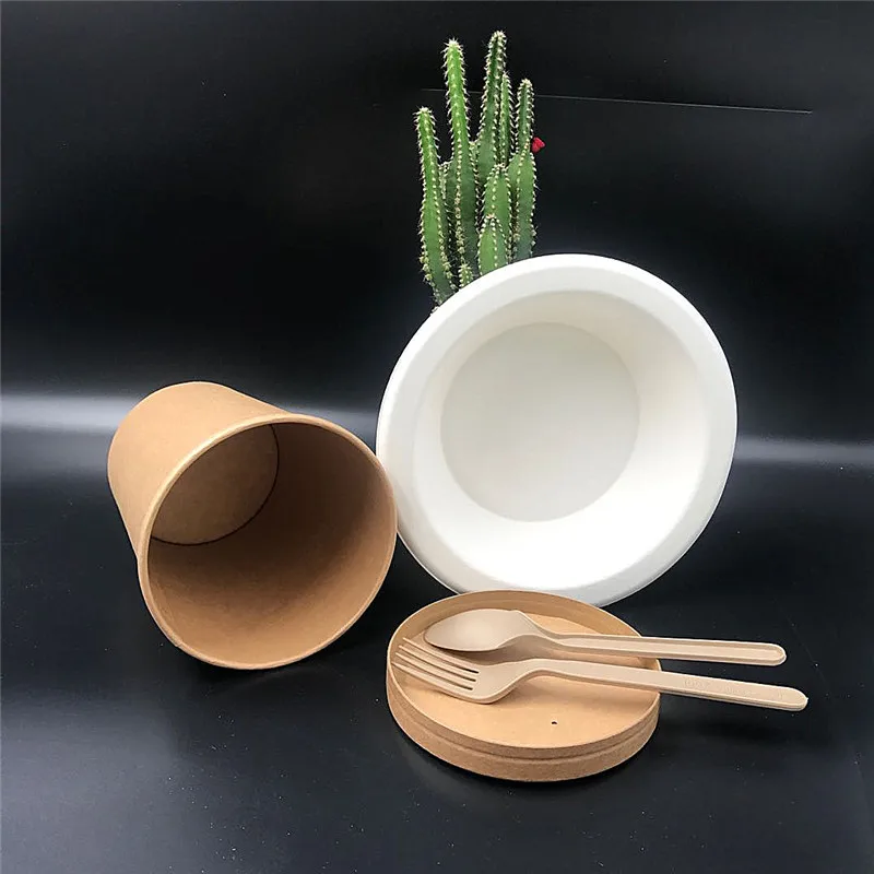 Wholesale eco compostable tableware 16oz biodegradable disposable soup container sugarcane bagasse takeaway soup bowl with lid