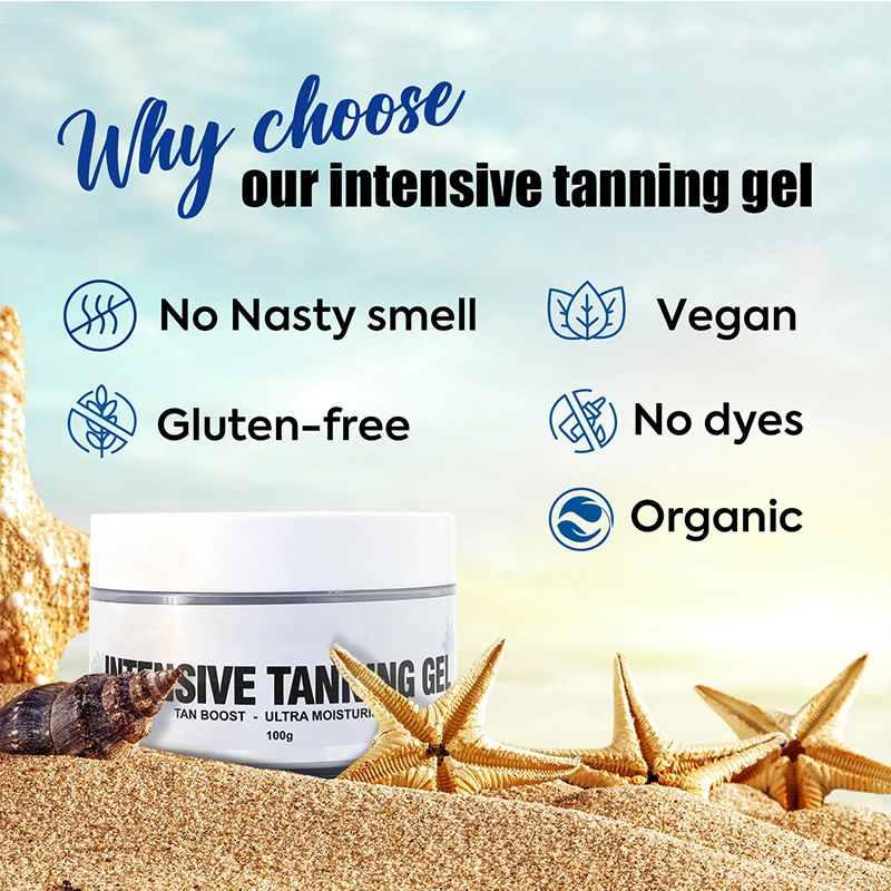 Private Label Wholesale Dark Suntan Tanning Cream Organic Indoor Self Intensive Tanning Gel