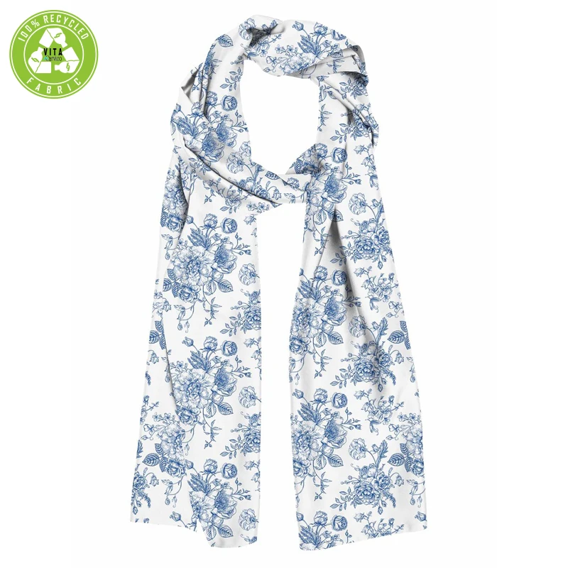 Custom printed women high fashion floral shawls sublimation scarf with logo