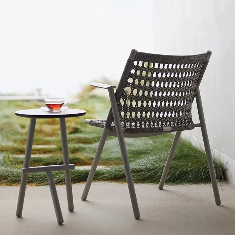 top quality luxury Aluminum outdoor garden furniture set for villa hand rope weaving pattern outdoor couch set patio sofa