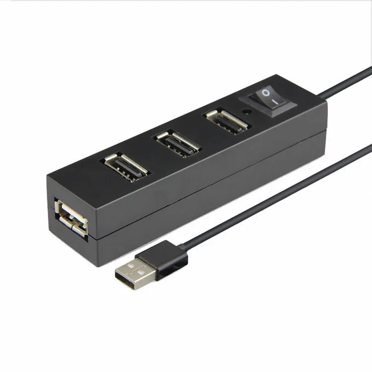4-Port USB 2.0 Hub USB Multi Hub High Speed Data Transfer 4 in 1 USB Hub with switch