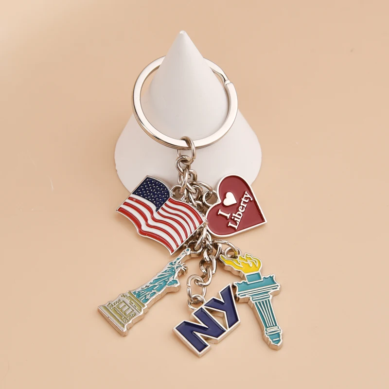 Wholesaler USA Massachus Souvenir Keychain Souvenir Independence Day Keychain Statue Liberty Keychain Pendant