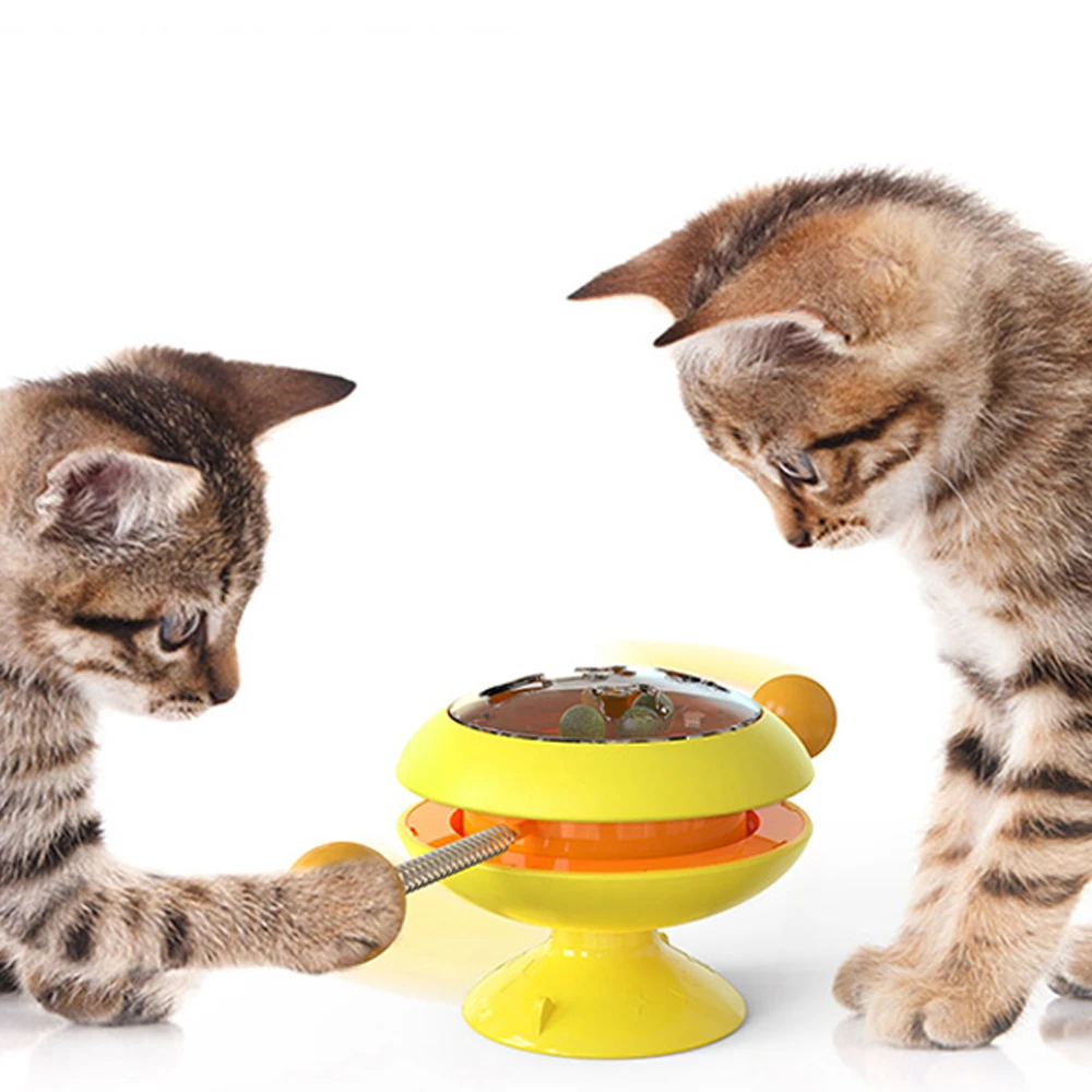 Low Price Gyro Shaped Rotating Windmill Pet Cat Toys Catnip Spinning Ball Toy
