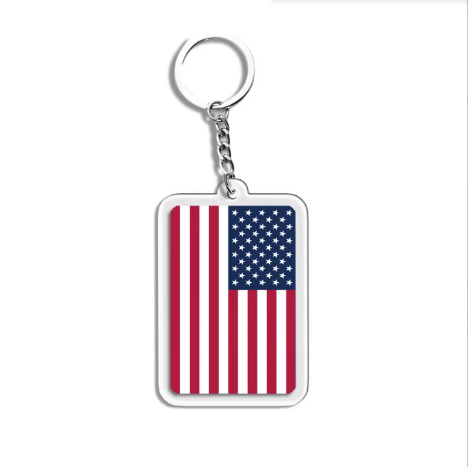 2024 Custom Accessories Key Ring Personality Creative American Country Flags Logo Metal Keychains
