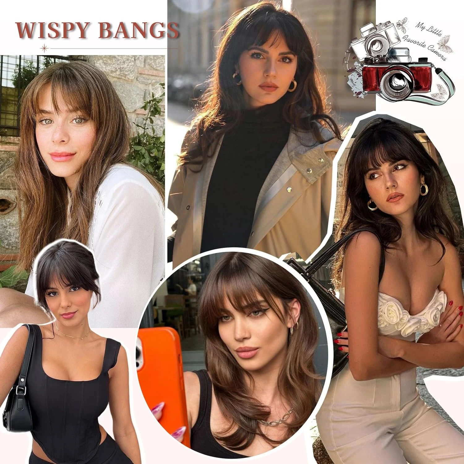 Human Hair Golden Blonde Clip in Bang Hair Extensions Wispy Bangs Clip on French Air Bangs for Women Natural Hairpieces