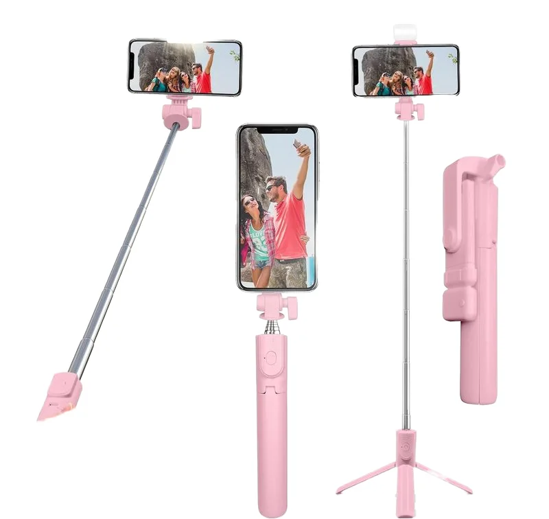 40inch compatible portable smart phone tripod stand with bluetooth remote telescopic extendable adjustable selfie stick