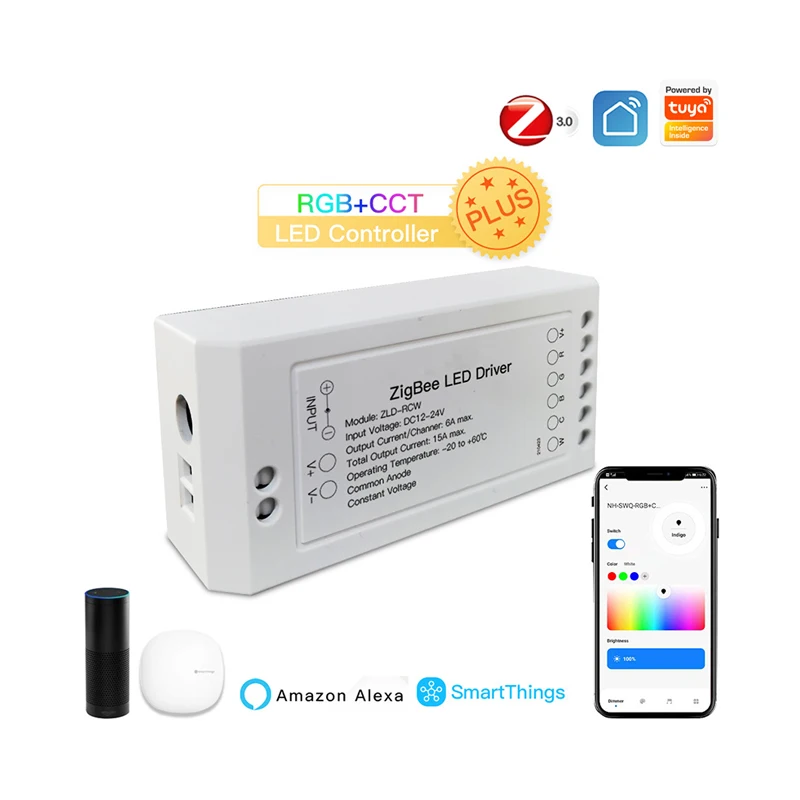 Светодиодный контроллер ZigBee RGB Plus CCT диммер приложение Smart Life управление через Tuya Alexa Echo Smartthing Gateway