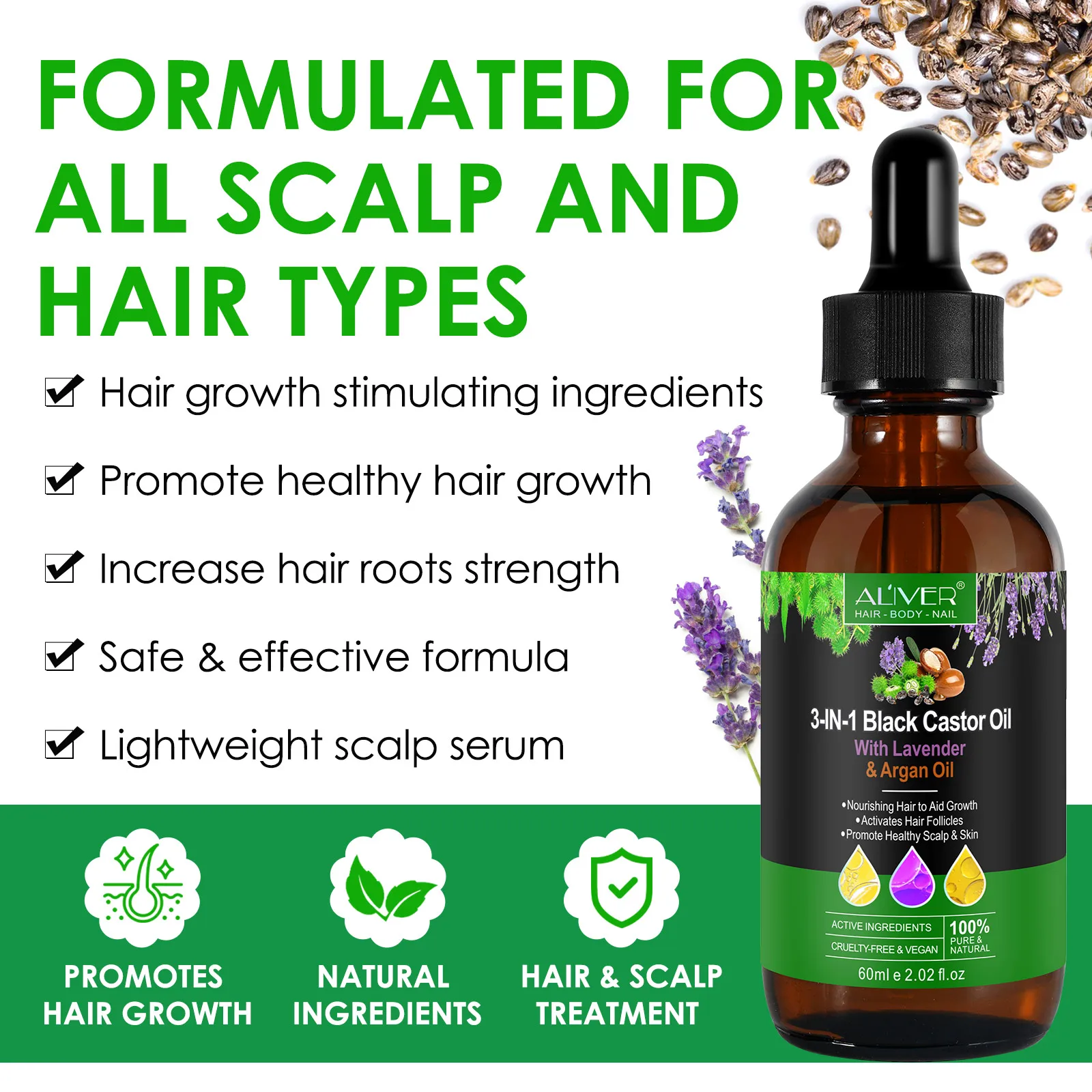 Wholesale Price Premium Hair Repair Black Castor Argan Oil Pure Natural Organic Lavender Essential Oil for Body Massage