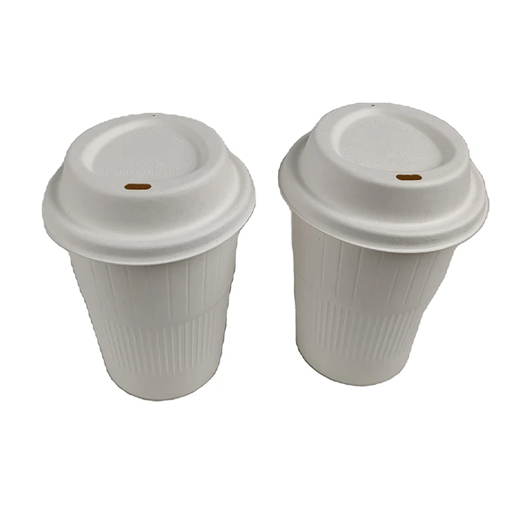 Compostable good quality bagasse sugarcane cup lid 90mm for 12oz 16oz 20oz coffee cup with lid