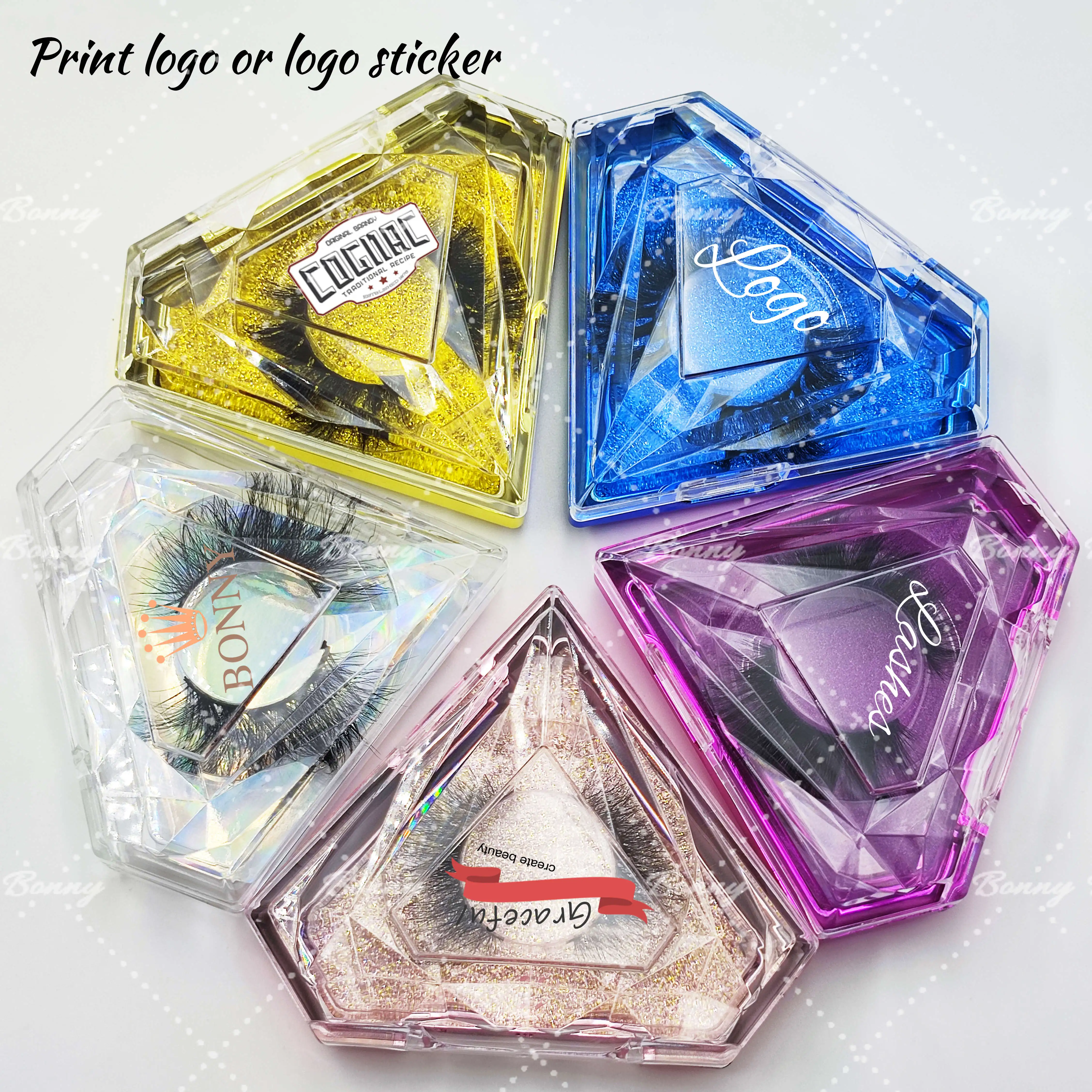 Оптовая продажа, коробки для ресниц с частным брендом, 3d футляры для ресниц из норки, упаковка для ресниц с бриллиантами на заказ