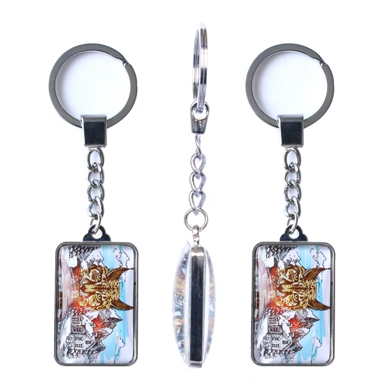 2021 New Product Custom Photo Crystal Glass Car Pendant Animals Keychain