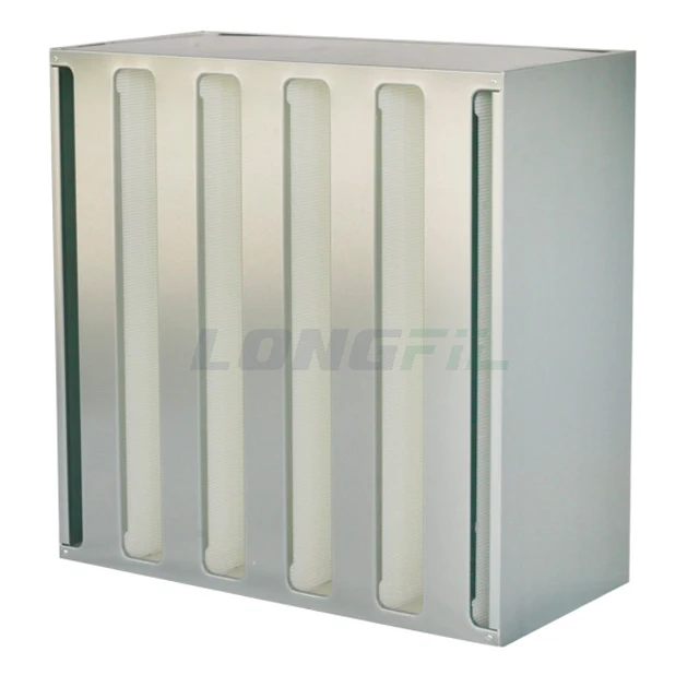 H13 H14 3V 4V 5V 6V Combined V BANK HVAC Terminal HEPA Filter 24x24 Glassfiber Filter Media Mini Pleat High Air Flow