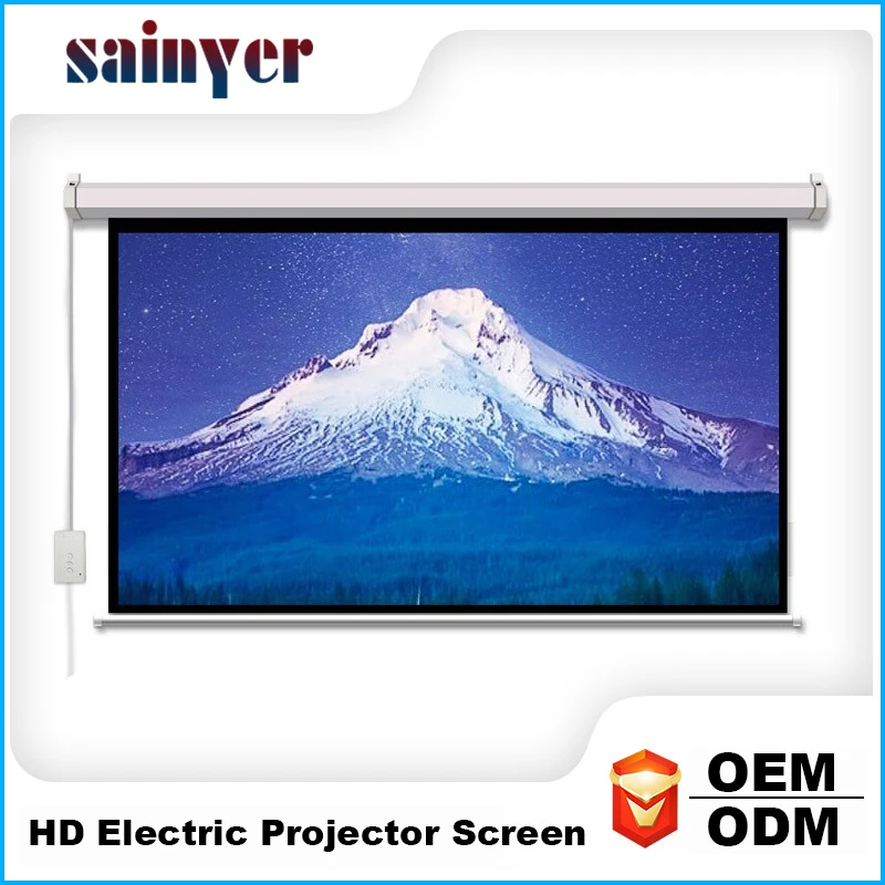 Remote And Button Control Electrical Projector Screen 16:9 4:3 Portable Motorized Projector Screen Electric Projection Screen