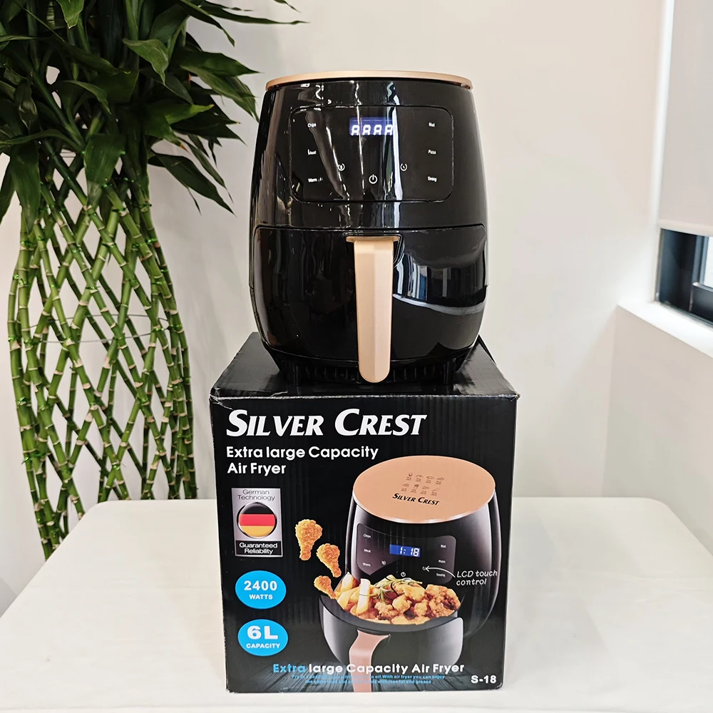 6L 2400W 2025 Smart Touch Screen Black Custom Oil Free Electric Deep Fryer Hot Air Fryer