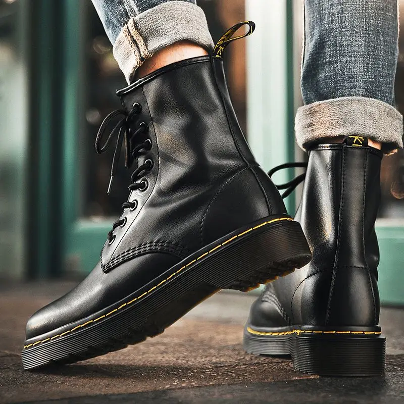 2021 New Style Shoes Work Boots Classic Flat Boots Waterproof keep warm Ankle Boots Men Genuine Leather Botas