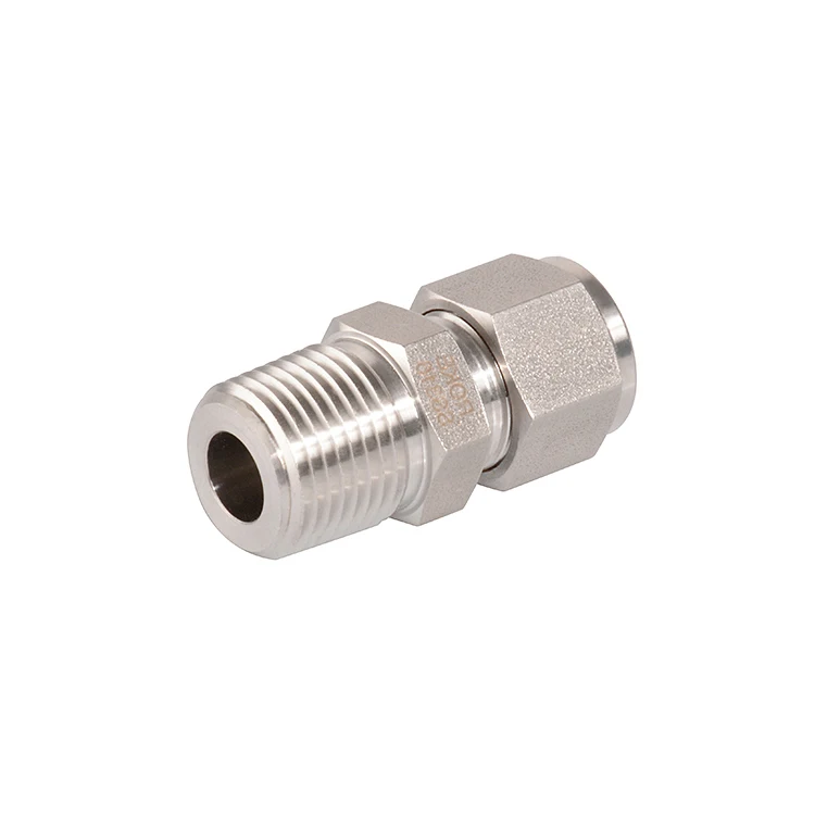 SS316 Stainless Steel NPT/BSPT Double Ferrule Tube Fittings Male Thread Compression stainless steel male connector