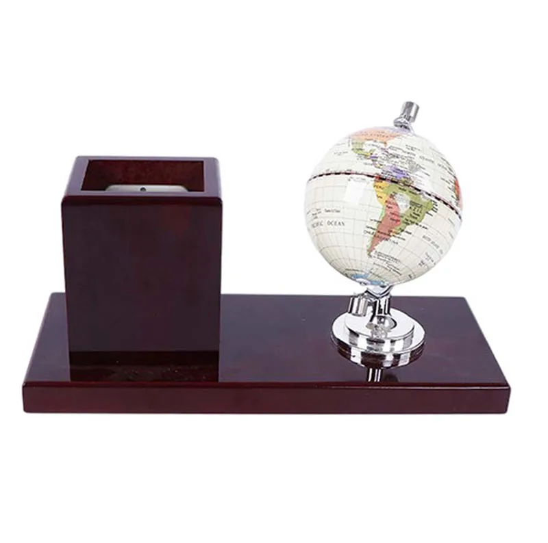 wooden penholder office desktop organizer business gift set table globe with penholder