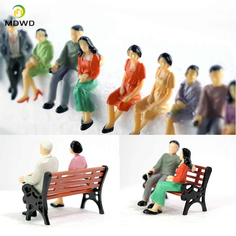1:30 Miniature Painted People Model Sitting Figures ABS Toys Architecture Building Seated Kits Railway Train Layout for Diorama