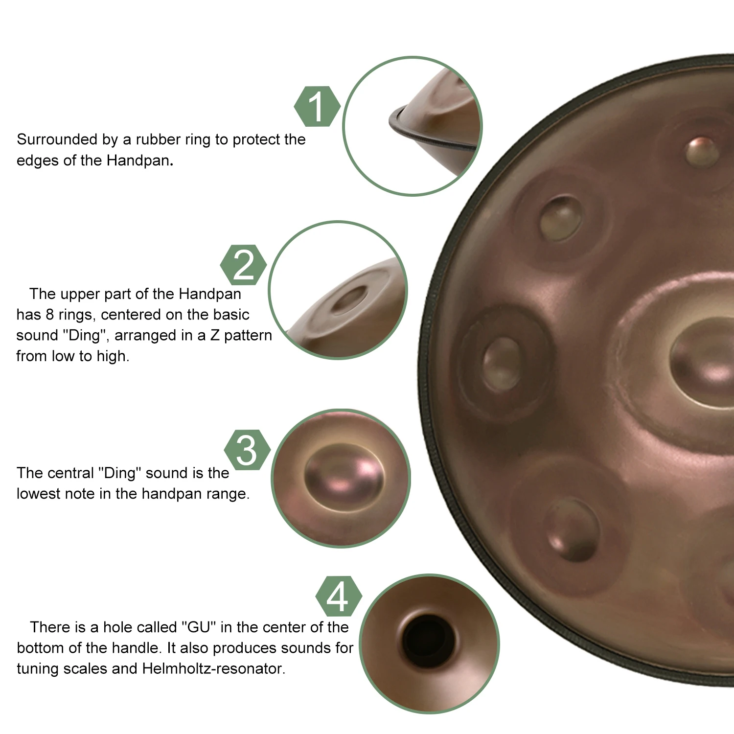 Успех красочные коричневые ударные инструменты Handpan с музыкальным шкалом