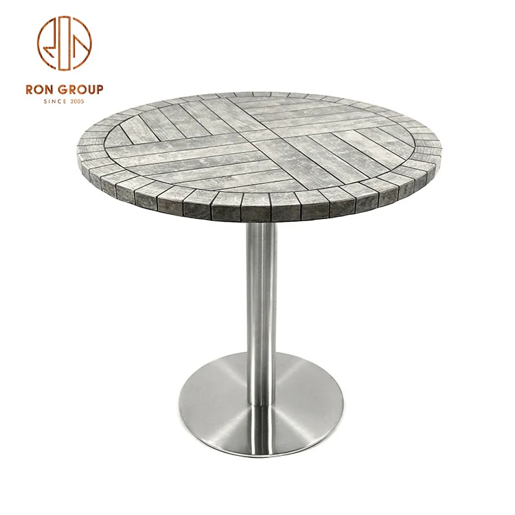 Modern Style Cheap Price Cafe Shop Indoor Outdoor Restaurant Furniture Aluminum Edge Ceramic Tile Dining Room Round Table Top