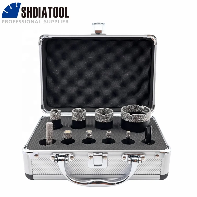 SHDIATOOL Vacuum Brazed Diamond Dry/Wet Drilling Core Bits Kit Hole Saw Set 5/8'-11 Thread for Porcelain Tile Marble