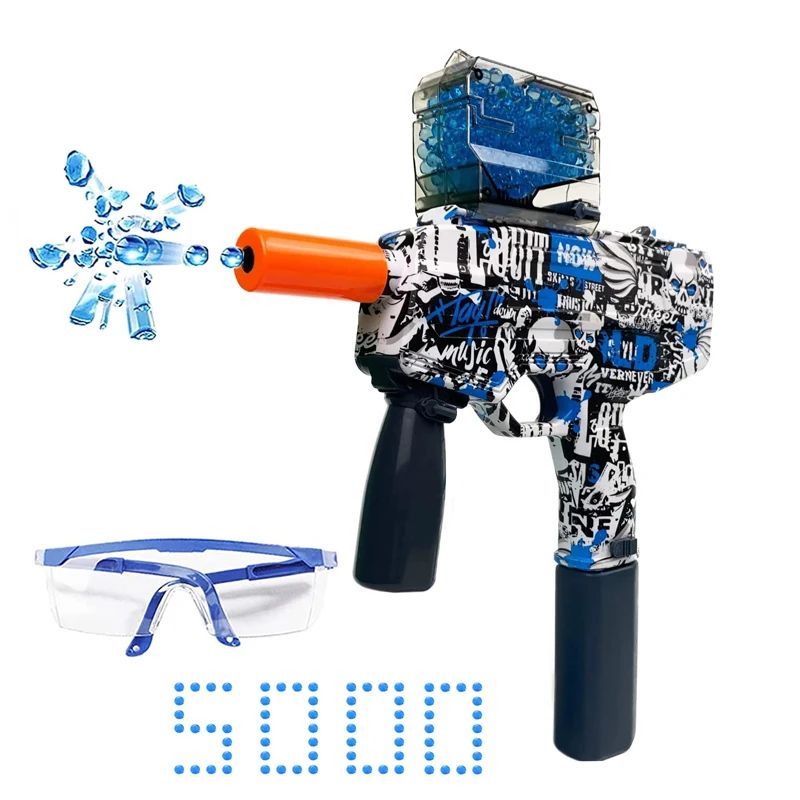 Automatic Gel Ball Blaster with 5000 Gel Balls, Splatter Ball Blaster Outdoor Games Toys for Boys Kids Adults