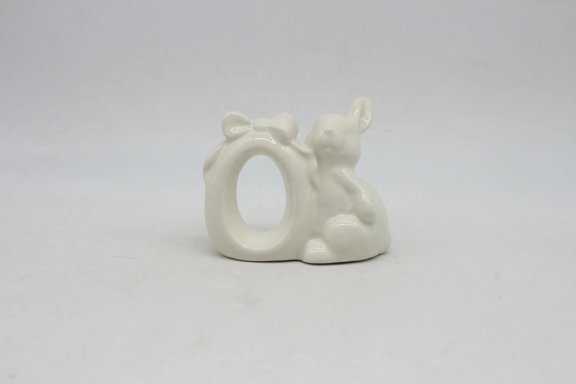 Custom Napkin Holder Creative Rabbit Napkin Ring Ceramic Bunny Rings Napkin For Wedding Spring Easter