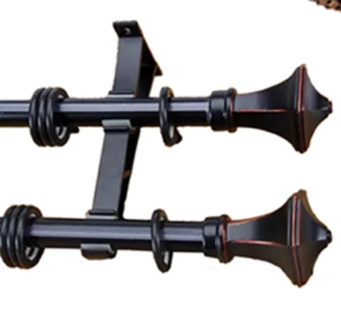 Wholesale drapery rod hardware chrome double  curtain pole extendable