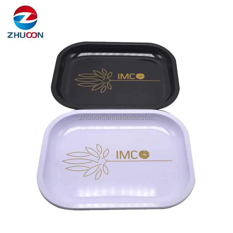 Multiple Size Custom LOGO Small Size Rolling Metal Tin Tray Tinplate Metal Serving Tray for Sale